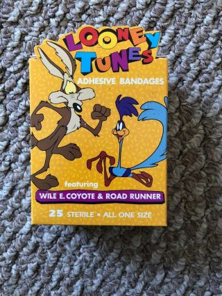 Looney Tunes Adhesive Bandages Old Stock Vintage Wile E Coyote Road Runner