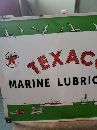 Vintage Texaco Marine Lubricants Porcelain Gas Station Pump Sign