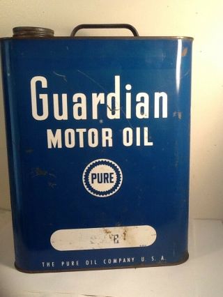 Vintage Advertising Gas Station Pure Oil Company - 2 Gal.  Guardian Oil Can