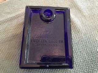 Vintage Cobalt Blue Bromo Seltzer Dispenser Dish Emerson Drug Co Baltimore Md