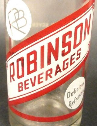 Vintage Acl Soda Pop Bottle: Robinson Of Burgettstown,  Pa - 6 & 1/2 Oz Acl