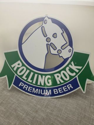 1992 Rolling Rock Premium Beer Die Cut Metal Sign With Horse Vintage 16 " X20 "