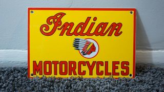 Vintage Indian Motorcycles Gasoline Porcelain Sign Gas Oil Metal Station Pump
