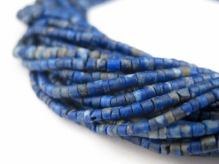 Lapis Lazuli Tiny Cylindrical Heishi Beads 2mm Afghanistan Blue Gemstone