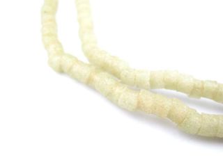 Small Sea Green Sandcast Cylinder Beads 4x5mm Ghana African Glass 26 Inch Strand