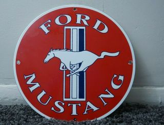 Vintage Ford Mustang Porcelain Sign Gas Oil Metal Station Pump Plate Gasoline