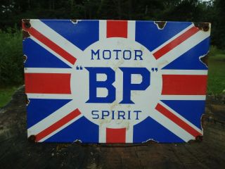 Old Vintage Bp Motor Spirit Porcelain Gas Station Sign