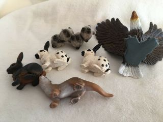 Schleich Bald Eagle Spread Wings 3 Rabbits,  Chick Penquines & Otter Animals 7