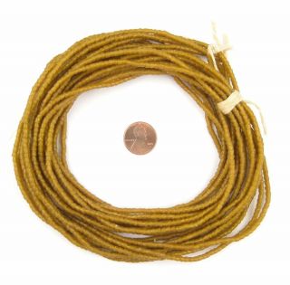 Golden Brown Sandcast Seed Beads 3mm Ghana African Cylinder Glass 26 Inch Strand