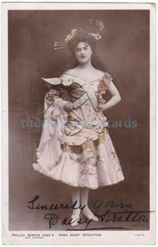 Music Hall Comedian And Dancer Daisy Stratton In Costume.  Signed Postcard