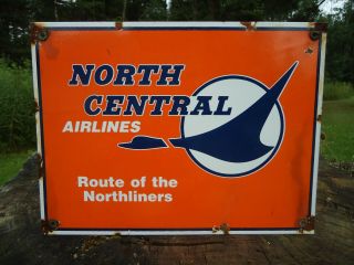 Old Vintage North Central Airlines Airplane Porcelain Airport Aero Sign