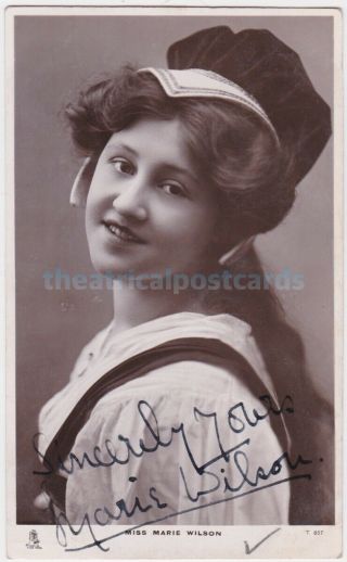 Stage Actress Marie Wilson In Costume.  Tucks.  Signed Postcard