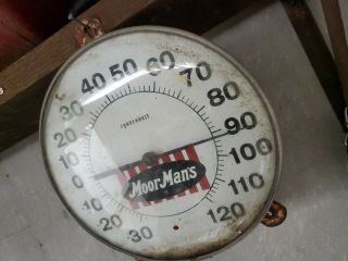 Vintage MOORMANS FEEDS Old Dial Thermometer Advertising Sign MADE IN USA 12 