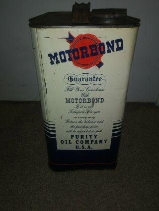 Vintage Motor Bond Tin 2 Gallon Oil Can 2