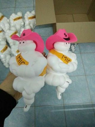 5 " X2 Michelin Man Doll Figure Limited Bibendum,  Pink Hat