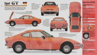 Opel Gt Spec Sheet / Brochure: 1968,  1969,  1970,  1971,  1972,  G.  T.