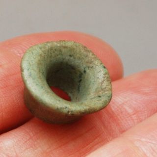 Rare_pre - Columbian_jade Ear Spool_flare_bead_9.  3 X 16.  6 X 18.  2mm_3.  2 Grams