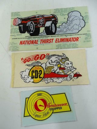 Vintage Hot Rod Car Decal Sticker Set X3 Coca Cola Thirst Eliminator Offenhauser