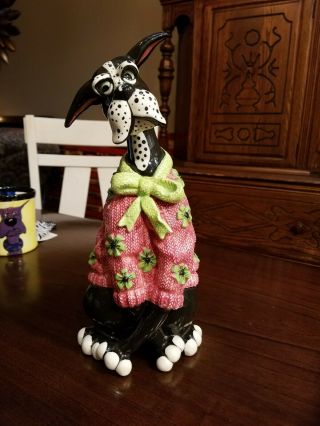 Great Dane Swak Tessa Lg Dog Figurine In Crochet Sweater Signed Lynda Corneille