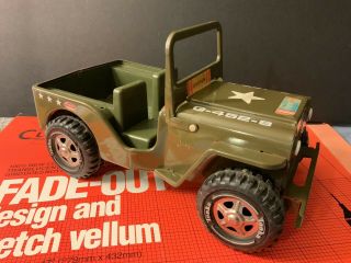 Vintage 1970’s Tonka Pressed Metal Army Military Green G - 452 - 8 Jeep Truck