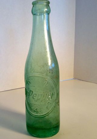 Vintage Dr.  Pepper 10 2 4 Green Glass Bottle Raised Letters Ft.  Worth,  Texas