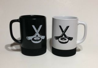 Set Of 2 Tim Hortons Coffee Mugs 2018 Hockey Puck Mug Black & White