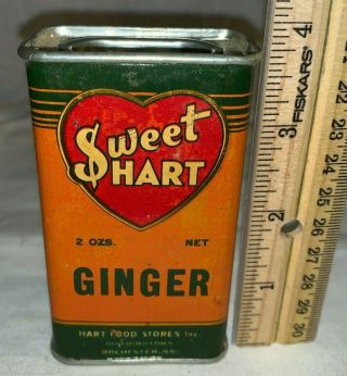 Antique Sweet Hart Heart Ginger Spice Tin Litho Can Rochester Ny Grocery Store