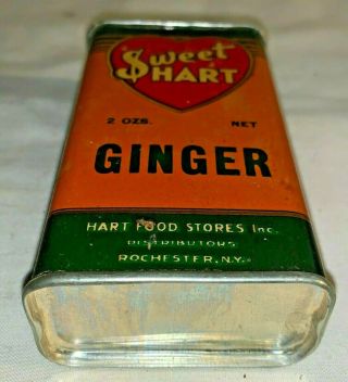 ANTIQUE SWEET HART HEART GINGER SPICE TIN LITHO CAN ROCHESTER NY GROCERY STORE 5