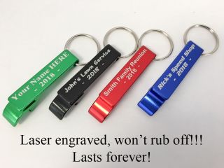 25pcs Custom Engraved RED METAL BOTTLE OPENER KEYCHAIN PERSONALIZED 2