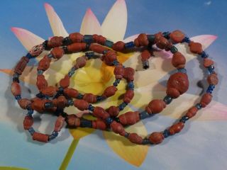 Ancient Pyu Red Glass Collar Shape Bead Necklace 26 3/4 Inches Long Tops