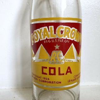 Royal Crown Cola Soda Bottle 1936 Nehi Scranton Pa Vtg Rc Cola Bottle Clear