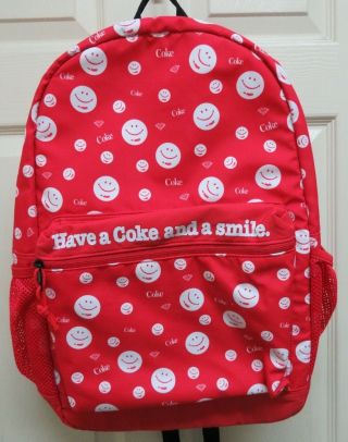 Diamond Supply Company Coca Cola " Have A Coke And Smile " Smiley Backpack Nwot