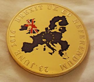 Brexit Gold Coin Britians European Union Exit Leaving Europe Referendum Vote Eu