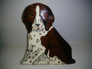 Springer Spaniel Dogs By Nina Lyman Ceramic Dog Flower Vase Statue 8 " X8 "