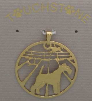 Fox Terrier Wire Jewelry Gold Pendant By Touchstone
