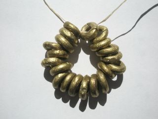 African Handcrafted Brass Large Holed Donut Beads - 13 - 14mm - 20