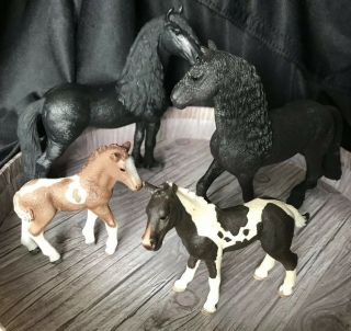 Schleich Friesian Horses,  Icelandic & Pinto Foals - Set Of 4
