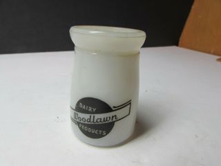 Vintage Woodlawn Dairy Advertising White Glass Individual Diner Creamer