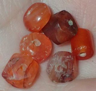 6 Ancient Roman Carnelian Agate Beads,  7 - 8mm,  1800,  Years Old,  S1018