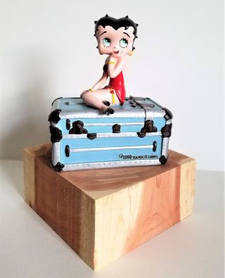 1998 Betty Boop Trinket Box,  Vandor Blue Ceramic Chest