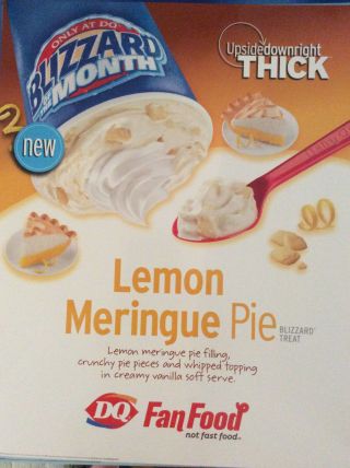 Dairy Queen Promotional Poster Lemon Meringue Pie Blizzard Treats Dq
