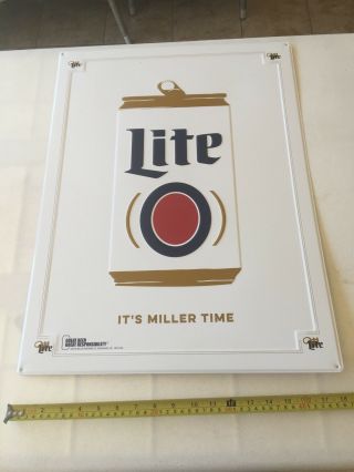 Miller Lite Tin Can Beer With Pull Tab Rare Sign Tacker