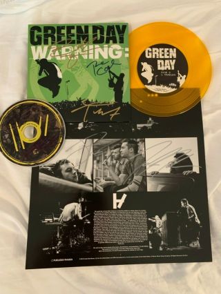 Twenty One Pilots Signed Poster,  Cd,  Green Day Signed 7 " Inch Vinyl Yellow