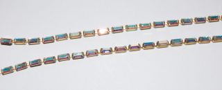 Vintage Swarovski Crystal Ab Baguette Brass Chain Trim • By The Foot 5.  5x2.  5mm