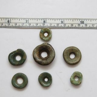 Set Of 7_pre - Columbian Jade Ear Spools_beads_5.  1 To 10.  7mm X 17.  7 To 31.  2mm