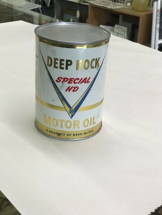 Vtg 50s 60s Deep Rock Special Hd Full Motor Oil 1 Quart Can Kerr - Mcgee