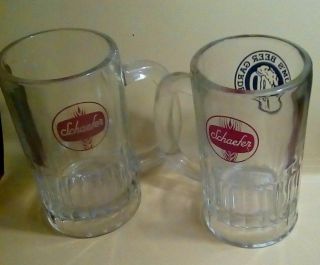 Vintage (2) Schaefer Glass Beer Mugs Barnum 