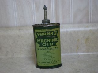 Rare Vintage 3 Oz Lead Top Handy Oiler Machine Oil Can Frank 