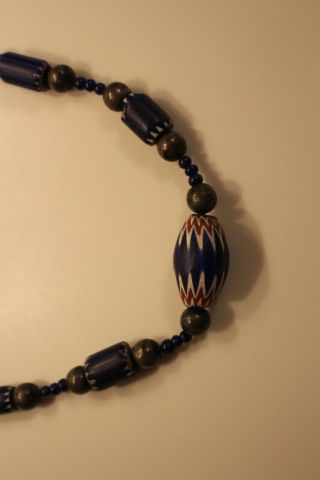 African trade beads,  Cobalt blue necklace 4