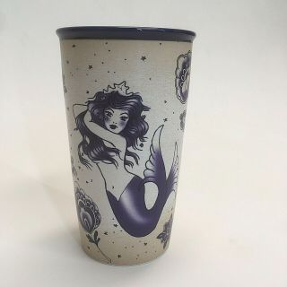 Starbucks 2016 Mermaid Siren Tattoo Sailor Ceramic Travel Mug Tumbler 12 Oz